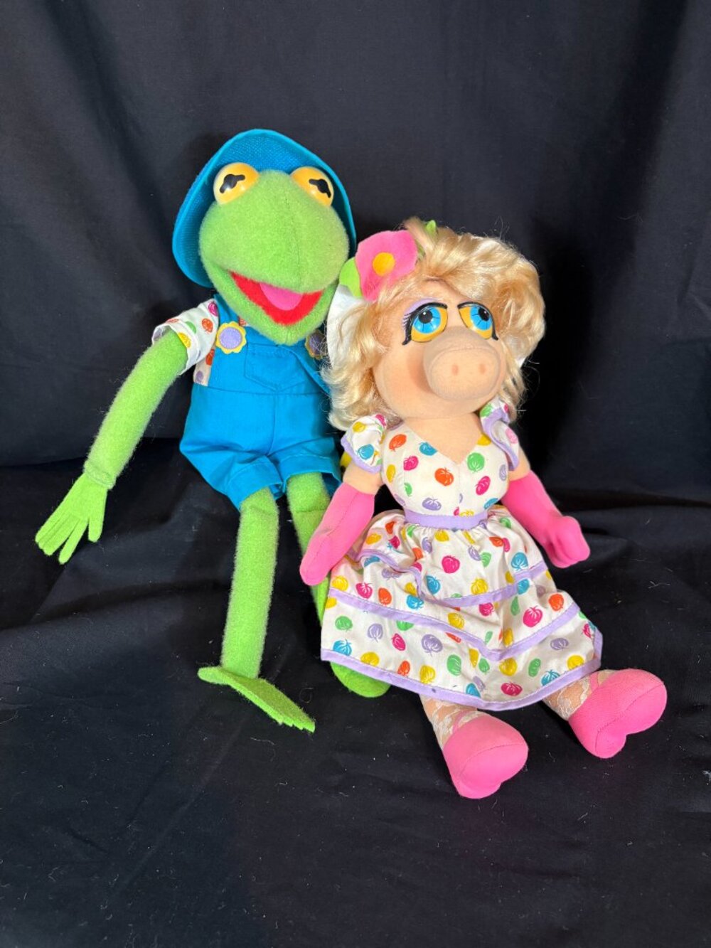 VTG 1993 The Muppets Kermit & Miss Piggy Plush Dolls Lot